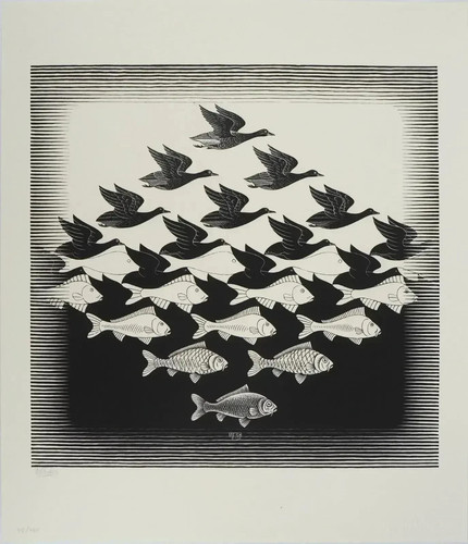 Escher facsimile firmato - m.c.,